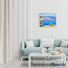 Load image into Gallery viewer, paint by numbers | View of a Greek Harbor | advanced landscapes ships and boats | FiguredArt