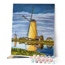 Load image into Gallery viewer, paint by numbers | Windmill River | intermediate landscapes | FiguredArt