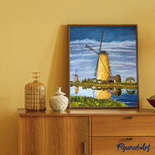 Load image into Gallery viewer, paint by numbers | Windmill River | intermediate landscapes | FiguredArt