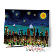 Load image into Gallery viewer, paint by numbers | Starry Night with Animals | animals easy ships and boats | FiguredArt