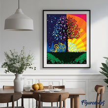 Load image into Gallery viewer, paint by numbers | Tree Day and Night | easy trees | FiguredArt