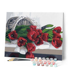 Load image into Gallery viewer, paint by numbers | Basket of Romantic Tulips | easy flowers | FiguredArt