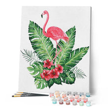 Load image into Gallery viewer, paint by numbers | Pink Flamingo and Flowers | birds easy flamingos flowers | FiguredArt