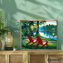Load image into Gallery viewer, paint by numbers | Sun Loungers on Lake | easy landscapes | FiguredArt