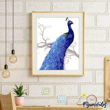 Load image into Gallery viewer, paint by numbers | Deep Blue Peacock | advanced animals peacocks | FiguredArt