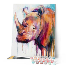 Load image into Gallery viewer, paint by numbers | Abstract Rhino | advanced animals rhinos | FiguredArt