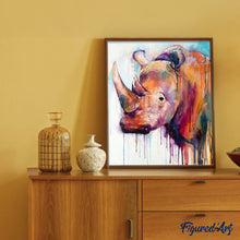 Load image into Gallery viewer, paint by numbers | Abstract Rhino | advanced animals rhinos | FiguredArt