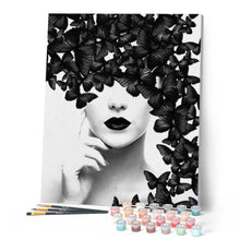 Load image into Gallery viewer, paint by numbers | Butterfly Beauty | animals butterflies intermediate portrait | FiguredArt