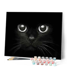 Load image into Gallery viewer, paint by numbers | Black Cat Head | animals cats intermediate | FiguredArt