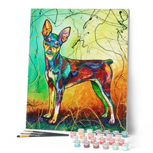 Load image into Gallery viewer, paint by numbers | Dog in Multicolors | advanced animals dogs Pop Art | FiguredArt