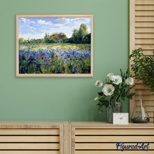 Load image into Gallery viewer, paint by numbers | Countryside field and Blue Flowers | advanced landscapes | FiguredArt