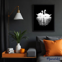 Load image into Gallery viewer, paint by numbers | White Swans in the Night | animals birds intermediate swans | FiguredArt