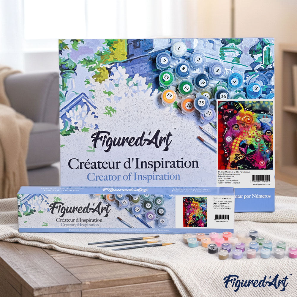 Paint by numbers - Colorful Dog – Figured'Art