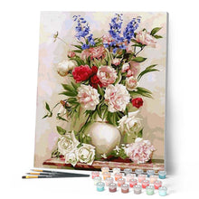 Load image into Gallery viewer, paint by numbers | Colorful Flowers in a White Vase | flowers intermediate | FiguredArt