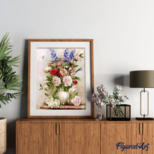 Load image into Gallery viewer, paint by numbers | Colorful Flowers in a White Vase | flowers intermediate | FiguredArt