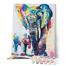 Load image into Gallery viewer, paint by numbers | Elephants Watercolor | animals elephants intermediate | FiguredArt