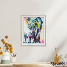Load image into Gallery viewer, paint by numbers | Elephants Watercolor | animals elephants intermediate | FiguredArt