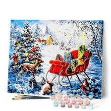 Load image into Gallery viewer, paint by numbers | Christmas Gifts on a Snowy day | christmas intermediate | FiguredArt