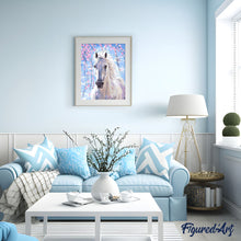 Load image into Gallery viewer, paint by numbers | White Horse And Flowers | animals easy horses | FiguredArt