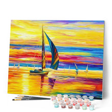 Load image into Gallery viewer, paint by numbers | Sunset Seaview | advanced landscapes ships and boats | FiguredArt