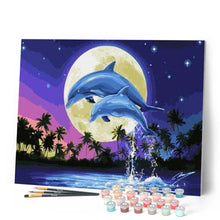 Load image into Gallery viewer, paint by numbers | Moon And Dolphins | animals dolphins easy | FiguredArt
