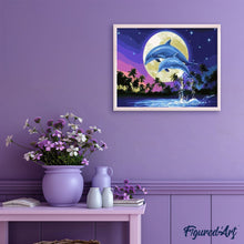 Load image into Gallery viewer, paint by numbers | Moon And Dolphins | animals dolphins easy | FiguredArt