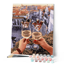 Load image into Gallery viewer, paint by numbers | Cheers on the Roof | cities intermediate romance | FiguredArt