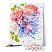 Load image into Gallery viewer, paint by numbers | Flowers and Fish interlaced | animals fish flowers intermediate | FiguredArt