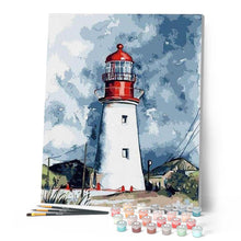 Load image into Gallery viewer, paint by numbers | Lighthouse under a Cloudy Sky | intermediate landscapes | FiguredArt