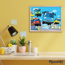 Load image into Gallery viewer, paint by numbers | Colorful buses | easy kids movies | FiguredArt