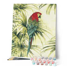 Load image into Gallery viewer, paint by numbers | Flowers and Parrot | animals birds flowers intermediate parrots | FiguredArt