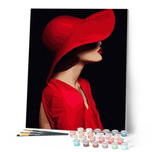 Load image into Gallery viewer, paint by numbers | The Lady with a Red Hat | beginners easy portrait | FiguredArt