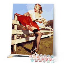 Load image into Gallery viewer, Vintage Pin-up with Fence