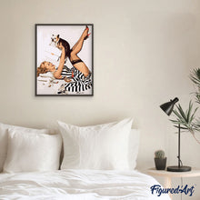 Load image into Gallery viewer, Paint by numbers | Pin-up wearing a dress and dog | animals dogs easy women new arrivals pin-up | Figured'Art