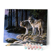 Load image into Gallery viewer, paint by numbers | Wolves in the Forest | advanced animals landscapes wolves | FiguredArt