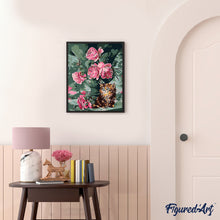 Load image into Gallery viewer, Bouquet of roses and cat