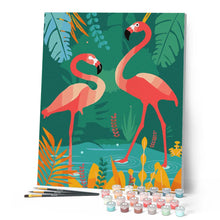Load image into Gallery viewer, Paint by numbers | Flamingos in the water | animals easy flamingos new arrivals birds | Figured'Art