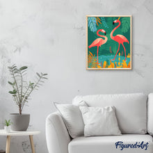 Load image into Gallery viewer, Paint by numbers | Flamingos in the water | animals easy flamingos new arrivals birds | Figured'Art