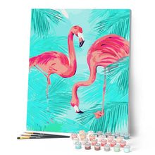 Load image into Gallery viewer, Duo of Pink Flamingos and Foliage