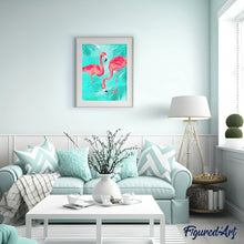 Load image into Gallery viewer, Duo of Pink Flamingos and Foliage