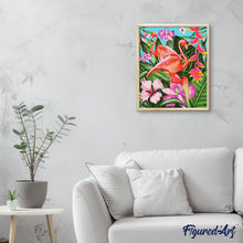 Load image into Gallery viewer, Paint by numbers | Flamingos and large leaves | animals advanced flamingos new arrivals birds | Figured'Art