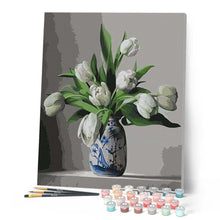 Load image into Gallery viewer, paint by numbers | White Tulips | easy flowers | FiguredArt
