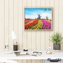 Load image into Gallery viewer, paint by numbers | Dutch Windmill Flowers | advanced flowers landscapes | FiguredArt