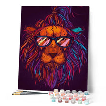 Load image into Gallery viewer, paint by numbers | Lion with Sunglasses | animals intermediate lions | FiguredArt