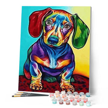 Load image into Gallery viewer, paint by numbers | Dog Color Red and Green Ears | animals dogs easy Pop Art | FiguredArt