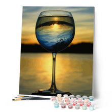 Load image into Gallery viewer, paint by numbers | Wine Glass and Nice View | intermediate landscapes new arrivals | FiguredArt