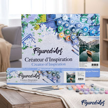 Load image into Gallery viewer, paint by numbers | Small boat and Mountain Lake | intermediate landscapes new arrivals ships and boats | FiguredArt