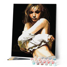 Load image into Gallery viewer, paint by numbers | Woman ready to undress | easy nude romance | FiguredArt