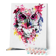 Load image into Gallery viewer, paint by numbers | Modern Pink Owl | animals intermediate new arrivals owls | FiguredArt