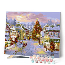 Load image into Gallery viewer, paint by numbers | Village under the Snow | cities intermediate landscapes | FiguredArt